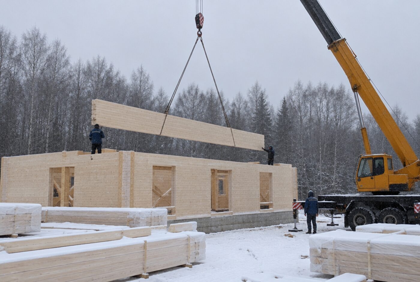 A kit being assembled on a snowy site outside Moscow.